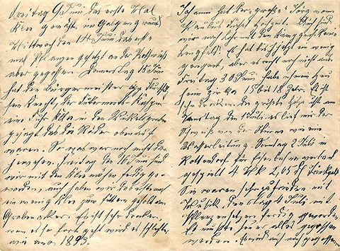 2 Seiten aus dem Tagebuch von Johann Fasel (1905)