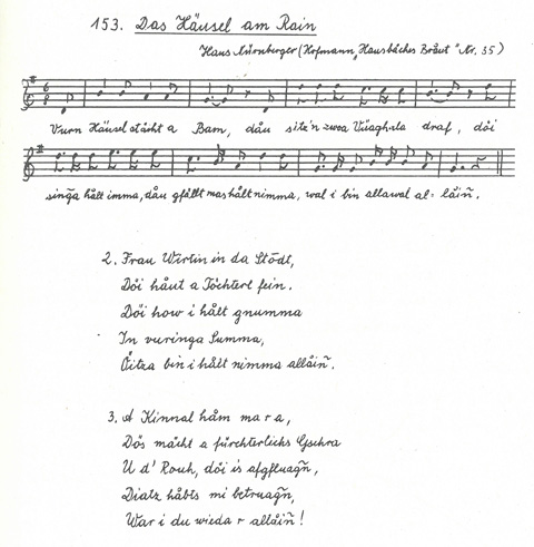 Der Liederschatz des Egerlandes, Band 1, Abschrift Walpurga Fischer, Nr. 153