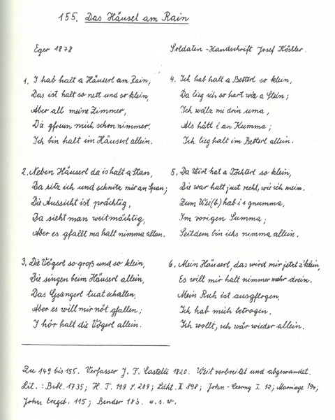 Der Liederschatz des Egerlandes, Band 1, Abschrift Walpurga Fischer, Nr. 155