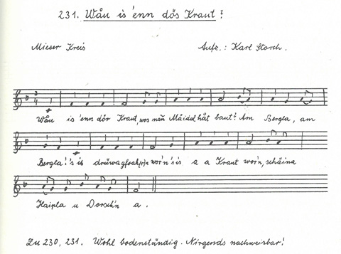 Der Liederschatz des Egerlandes, Band 1, Abschrift Walpurga Fischer, Nr. 231