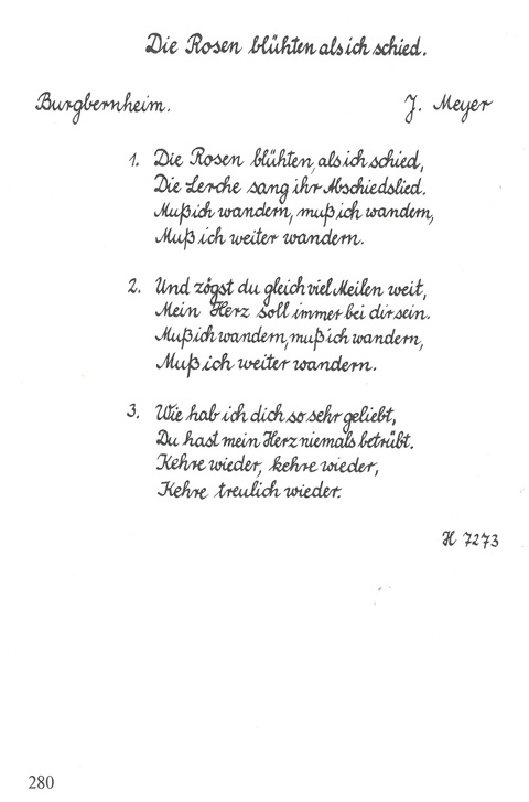 Die fränkischen Lieder aus der Sammlung des Albert Brosch, S. 280, Handschrift Franz Richl