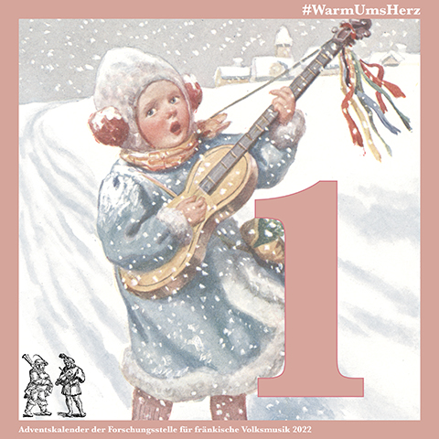 Ein Kind in Winterkleidung spielt Gitarre. Unter dem Hashtag WarmUmsHerz startet die Forschungsstelle ihren Adventskalender mit dem ersten Türchen.