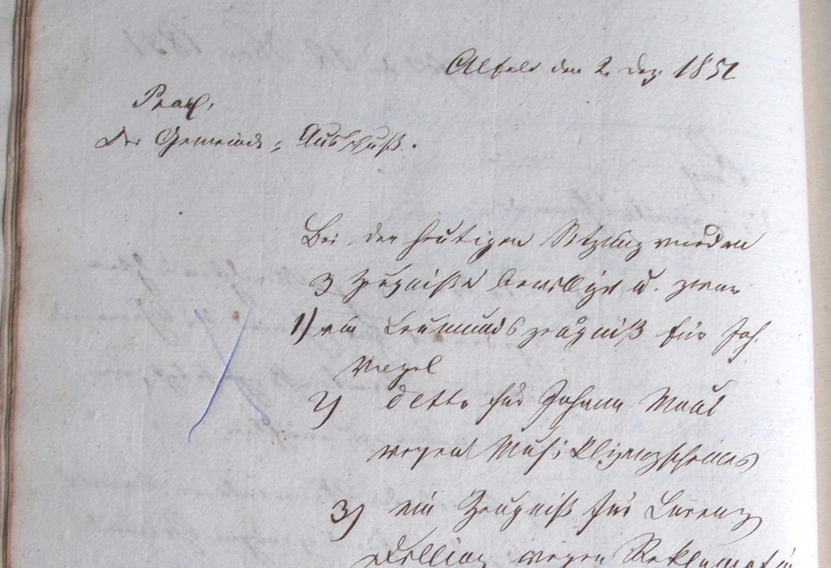 Ausschnitt aus dem Gemeindeprotokoll vom 2. Dezember 1851: „Bei der heutigen Sitzung wurden 3 Zeugniße bewilligt u. zwar 1) ein Leumundszeugnis für Joh. Vogel 2) detto für Johann Maul [wegen] Musiklizenzscheins…“