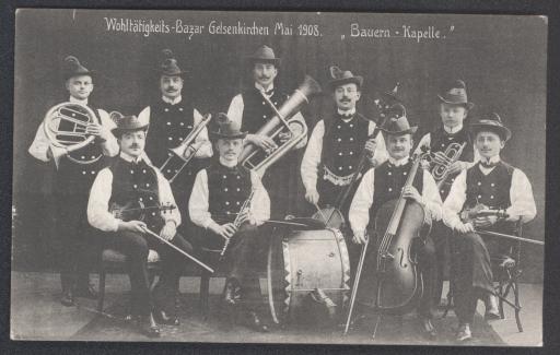 Wohltätigkeits-Bazar Gelsenkirchen Mai 1908. „Bauern-Kapelle.“