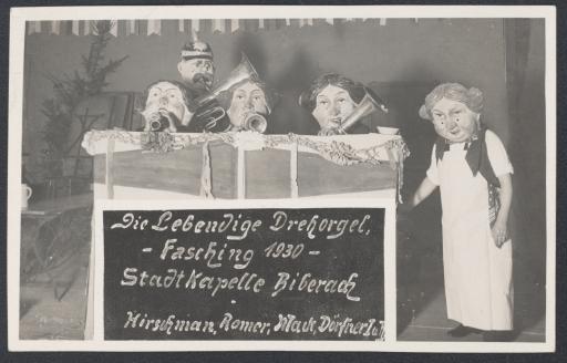 Die Lebendige Drehorgel, Stadtkapelle Biberach, Fasching 1930