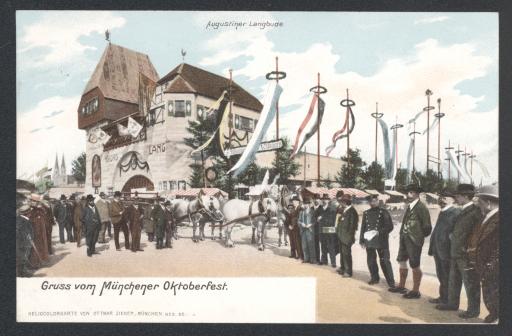 Gruss vom Münchener Oktoberfest. / Augustiner Langbude