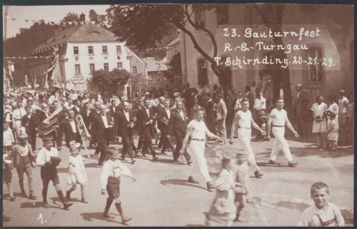 [Kapelle Greiner, Festzug Gauturnfest Turngau in Schirnding, 1929]