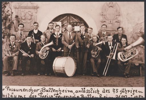 [Posaunenchor Bullenheim bei 75-Jahrfeier der Freiwilligen Feuerwehr, 31. Mai 1953]